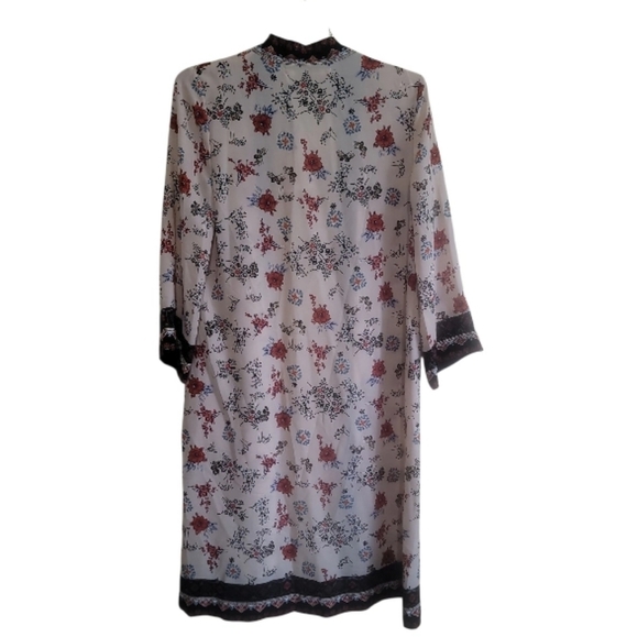 Chelsea and Violet Tan Black Multicolor Floral Long Kimono Size Small - Picture 4 of 9